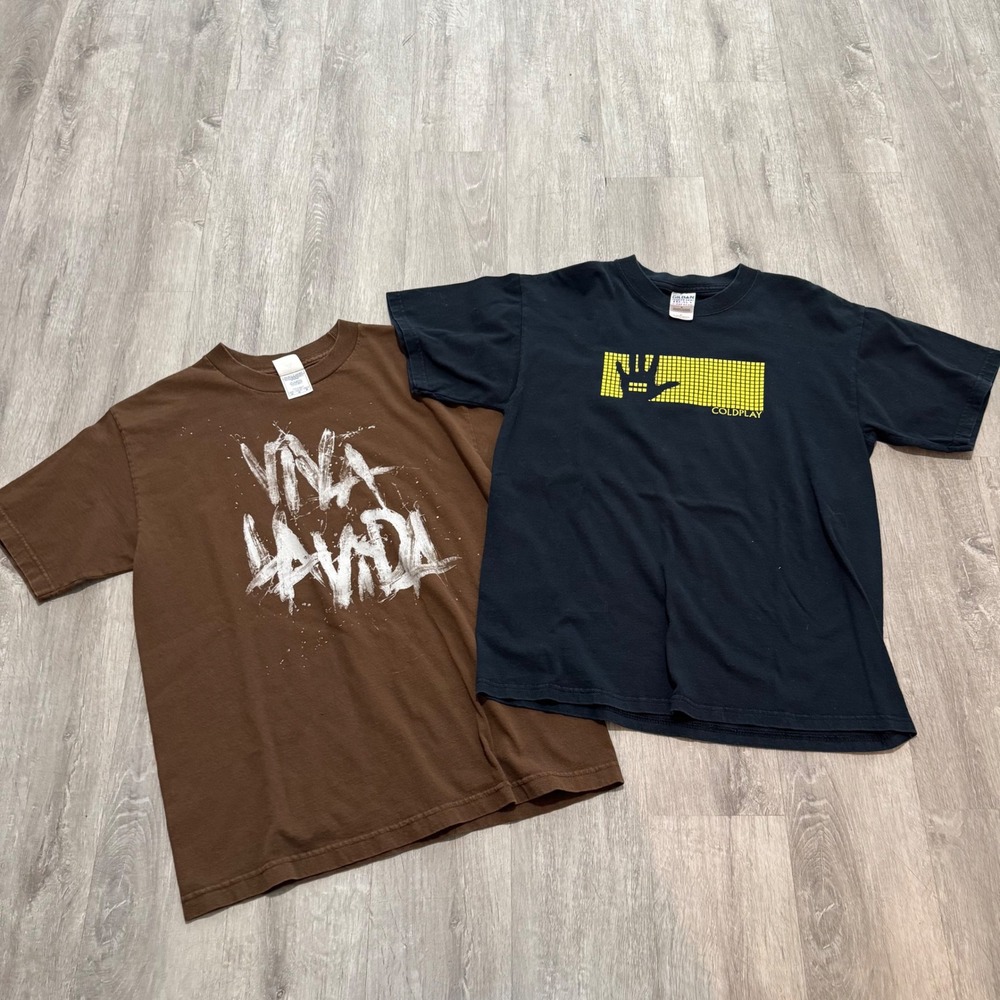 Coldplay T-Shirt Bundle Viva La Vida & Twisted Logic Tour 2006 Mens Medium